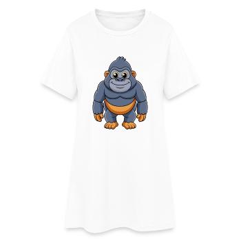 Gorille mignon mascotte personnage de dessin animé Kawaii - Robe T-shirt Femme - blanc - Devant