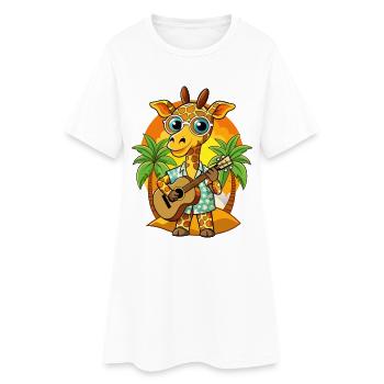 Lunettes de soleil de plage d’été de dessin animé girafe drôle - Robe T-shirt Femme - blanc - Devant