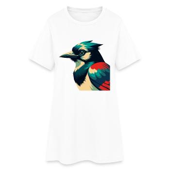 Blauhäher Cartoon Figur Buntes Haustier Tier - Frauen T-Shirt-Kleid - Weiß - Vorne
