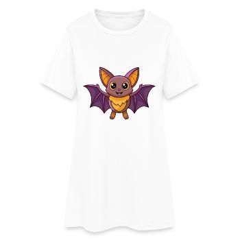 Bat Cute Mascot Cartoon Character Kawaii - Women’s T-Shirt Dress - white - Front