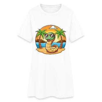 Lunettes de soleil de plage d’été de dessin animé drôle de serpent - Robe T-shirt Femme - blanc - Devant