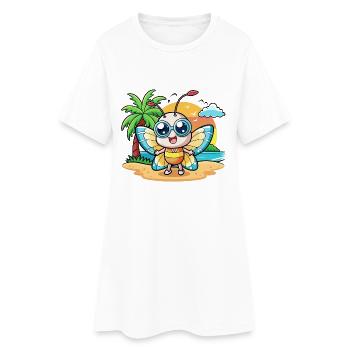 Lunettes de soleil de plage d’été de dessin animé drôle papillon - Robe T-shirt Femme - blanc - Devant