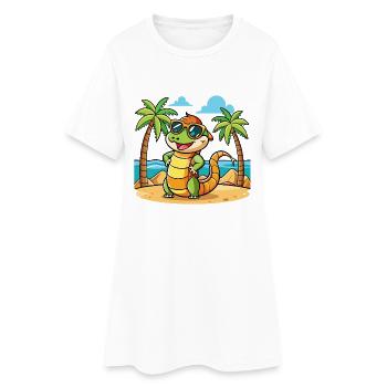 Anaconda Lustige Cartoon Sommer Strand Sonnenbrille - Frauen T-Shirt-Kleid - Weiß - Vorne