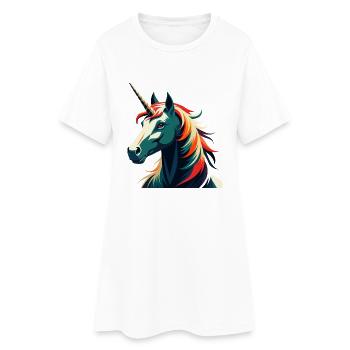 Einhorn Cartoon Figur Buntes Haustier Tier - Frauen T-Shirt-Kleid - Weiß - Vorne