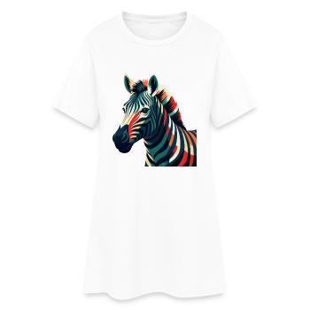 Zebra Cartoon Character Colorful Pet Animal - Women’s T-Shirt Dress - white - Front