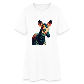 Okapi Zeichentrickfigur Buntes Haustier Tier - Frauen T-Shirt-Kleid - Weiß - Vorne