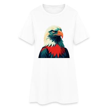 Eagle Cartoon Character Colorful Pet Animal - Women’s T-Shirt Dress - white - Front