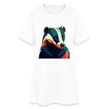 Badger Cartoon Character Colorful Pet Animal - Women’s T-Shirt Dress - white - Front