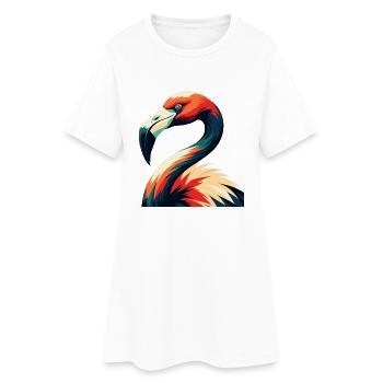 flamant rose dessin animé personnage animal de compagnie coloré - Robe T-shirt Femme - blanc - Devant