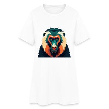 Pavian Zeichentrickfigur Buntes Haustier Tier - Frauen T-Shirt-Kleid - Weiß - Vorne