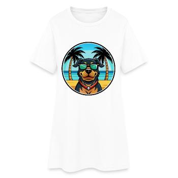 Rottweiler Chien Race Dessin Animé Lunettes De Soleil Plage - Robe T-shirt Femme - blanc - Devant