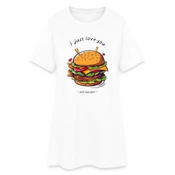 i love u and burger - Frauen T-Shirt-Kleid - Weiß - Vorne
