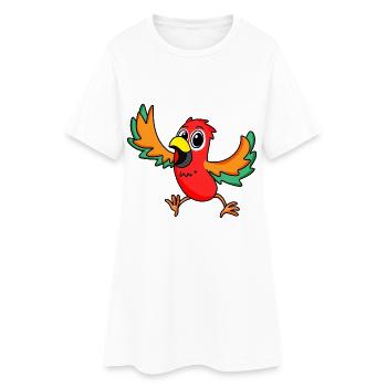 Papagei - Frauen T-Shirt-Kleid - Weiß - Vorne
