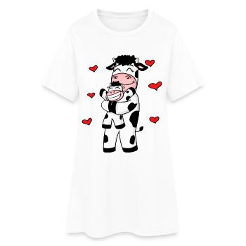 Kuh Familie Bauernhof Kühe Herz Geschenk - Frauen T-Shirt-Kleid - Weiß - Vorne