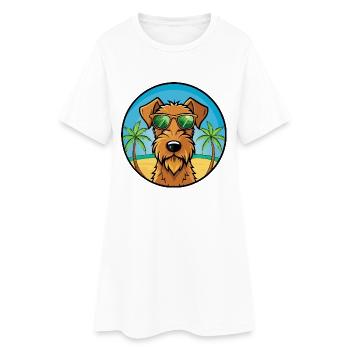 Irish Terrier Hunderasse Cartoon Sonnenbrille Strand - Frauen T-Shirt-Kleid - Weiß - Vorne