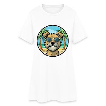 Glen Of Imaal Terrier Hunderasse Cartoon Sonnenbrille - Frauen T-Shirt-Kleid - Weiß - Vorne
