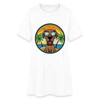 Bayerischer Berghund Hunderasse Cartoon Beach - Frauen T-Shirt-Kleid - Weiß - Vorne