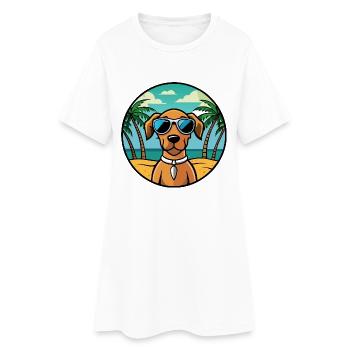 Vizsla Dog Breed Cartoon Sunglasses Beach - Women’s T-Shirt Dress - white - Front