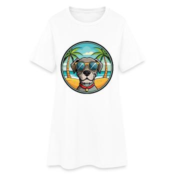 Alte dänische Pointer Hunderasse Cartoon Sonnenbrille - Frauen T-Shirt-Kleid - Weiß - Vorne