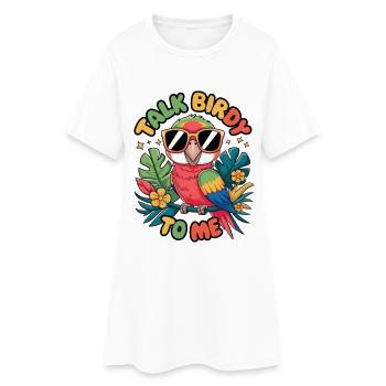 Sprich mit mir mit Birdy - Frauen T-Shirt-Kleid - Weiß - Vorne