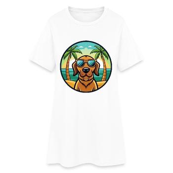 Bloodhound Hund Rasse Cartoon Sonnenbrille Strand - Frauen T-Shirt-Kleid - Weiß - Vorne