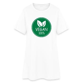 vegan 100% - Frauen T-Shirt-Kleid - Weiß - Vorne