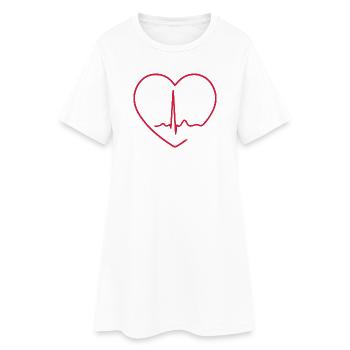 Herzschlag-EKG-Linie Medizinischer Pulswellen-Ikon-Vektor - Frauen T-Shirt-Kleid - Weiß - Vorne