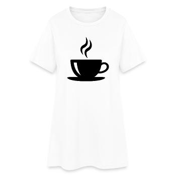Kaffeetasse - Frauen T-Shirt-Kleid - Weiß - Vorne