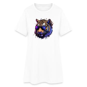 Retro cool tiger head - Women’s T-Shirt Dress - white - Front