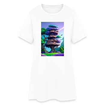 Treehouse Purple - Frauen T-Shirt-Kleid - Weiß - Vorne
