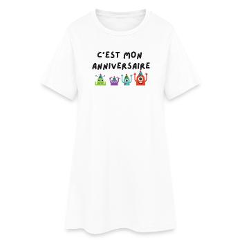c'est mon anniversaire monstre - Robe T-shirt Femme - blanc - Devant