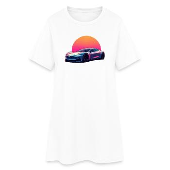 Elektrische Welle - Frauen T-Shirt-Kleid - Weiß - Vorne