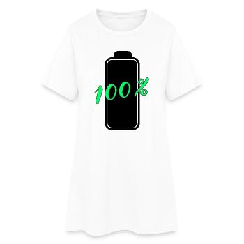 Batterie hat 100% volle Energie - Frauen T-Shirt-Kleid - Weiß - Vorne