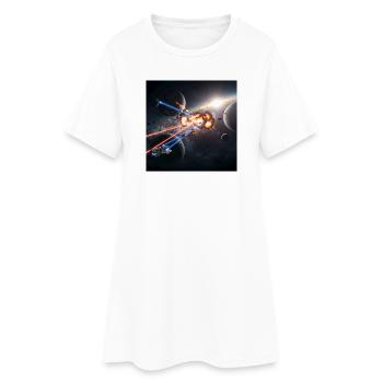 Futuristische Raumfahrt-Illusion - Frauen T-Shirt-Kleid - Weiß - Vorne