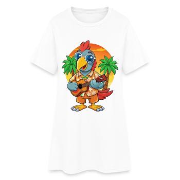 Lustige Papagei Sommer Strand Sonnenbrille Hawaiianisch - Frauen T-Shirt-Kleid - Weiß - Vorne