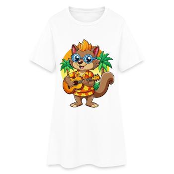 Drôle d’écureuil d’été plage lunettes de soleil hawaïenne - Robe T-shirt Femme - blanc - Devant