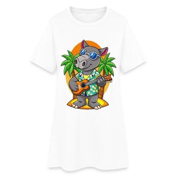 Lustige Tapir Sommer Strand Sonnenbrille Hawaiianisch - Frauen T-Shirt-Kleid - Weiß - Vorne
