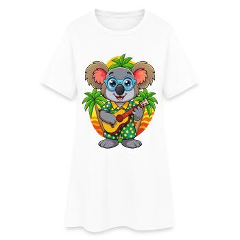 Lustige Koala Sommer Strand Sonnenbrille Hawaiianisch - Frauen T-Shirt-Kleid - Weiß - Vorne