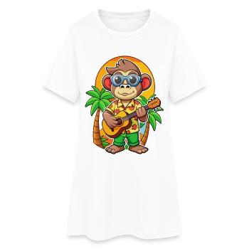 Lustige Affe Cartoon Sommer Strand Sonnenbrille - Frauen T-Shirt-Kleid - Weiß - Vorne