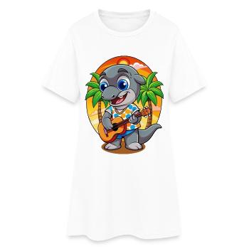 Lunettes de soleil de plage d’été de dessin animé de dauphin drôle - Robe T-shirt Femme - blanc - Devant
