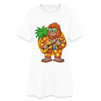 Funny Bigfoot Cartoon Summer Beach Sunglasses - Women’s T-Shirt Dress - white - Front
