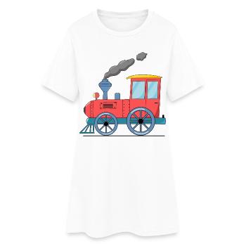 Kinderzug Eisenbahn rosa - Frauen T-Shirt-Kleid - Weiß - Vorne