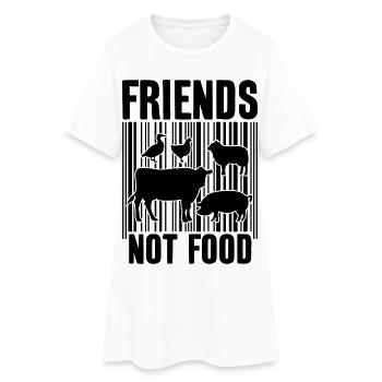 FRIENDS NOT FOOD VEGAN VEGANER - Frauen T-Shirt-Kleid - Weiß - Vorne