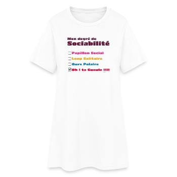 Echelle de Sociabilité - Humour animalier - Robe T-shirt Femme - blanc - Devant
