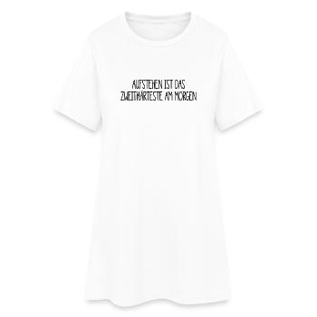 aufstehen ist das zweithärteste am morgen - Frauen T-Shirt-Kleid - Weiß - Vorne