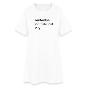 serifenlos und serifenbetont - Frauen T-Shirt-Kleid - Weiß - Vorne