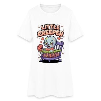 Kleiner Kriecher - Frauen T-Shirt-Kleid - Weiß - Vorne