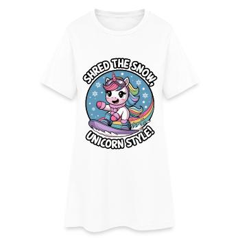 Déchiquetez la neige, à la manière d’une licorne ! - Robe T-shirt Femme - blanc - Devant