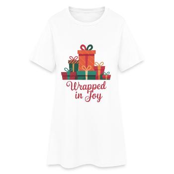 Wrapped In Joy - Women’s T-Shirt Dress - white - Front