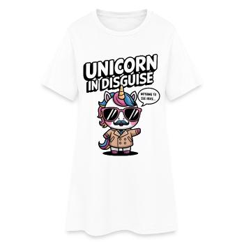 Unverkleidetes Einhorn - Frauen T-Shirt-Kleid - Weiß - Vorne